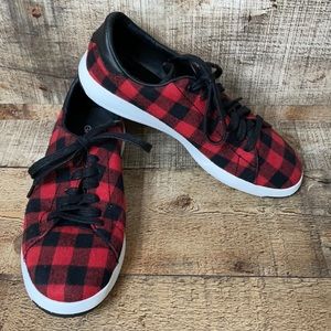 Cole Haan Grand Pro red black plaid shoes 7.5